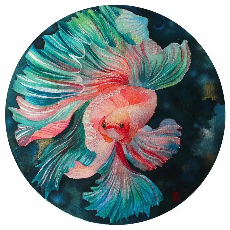 组画系列—《平安喜乐,如鱼得水》#水彩画 #水彩绘画作品大 - 抖音