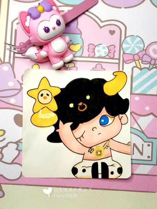 简笔画教程  #手绘  #可爱头像  #马克笔  #手绘  #泡泡玛特  #盲