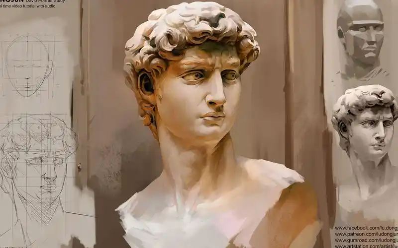 石膏像大卫写生板绘