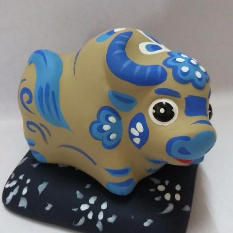 天津泥人张彩塑泥人泥塑十二生肖牛生日礼品手绘卡通童趣呆萌彩绘