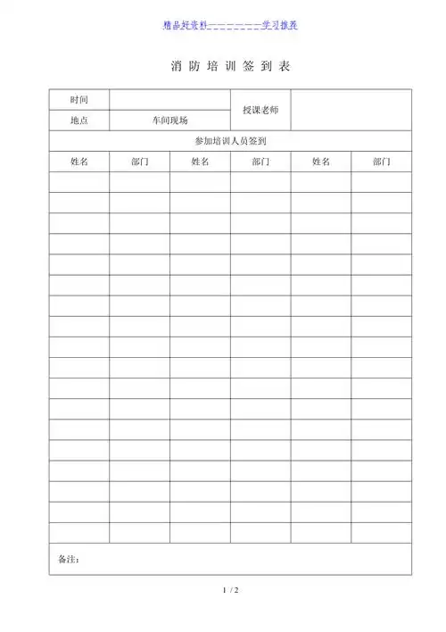 培训记录消防安全签到表