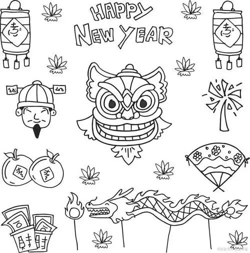 舞狮简笔画怎么画