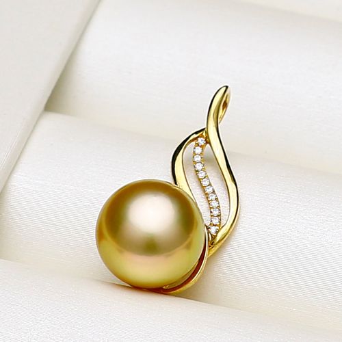 吊坠珍媄珠宝南洋金珠14k金海水海水金色珍珠颈饰