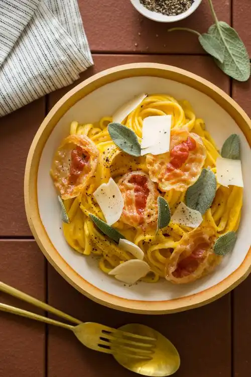 linguine with butternut squash vegan "cream sauce" | spoon fork
