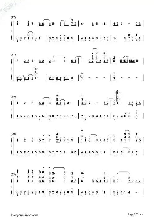 eyesonme最终幻想8主题曲王菲双手简谱预览2