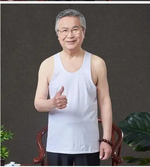 高品质夏季中老年背心精品老头衫中老年纯棉汗衫男士宽松全棉白背心大