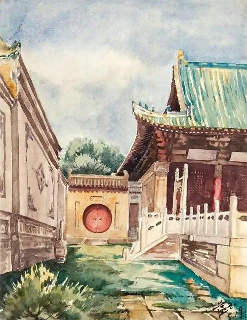 1654 西安清真大寺(二) 纸本 水彩