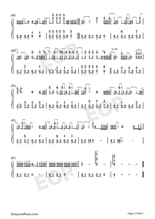 黑夜问白天林俊杰双手简谱预览3