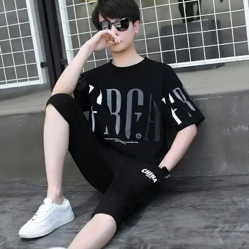 中小学生夏装套装12-15岁青少年短袖14男孩大童帅气衣服t恤