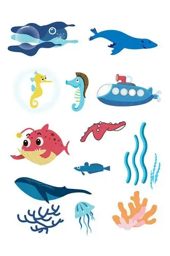 卡通海洋生物矢量素材图片