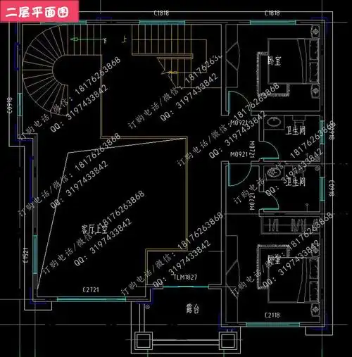 12x12米四层农村别墅设计施工图效果图三层半农村房屋设计图