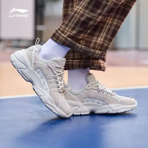 李宁休闲鞋官网正品女鞋旗舰夏季新款追月鞋子复古时尚白色运动鞋-新