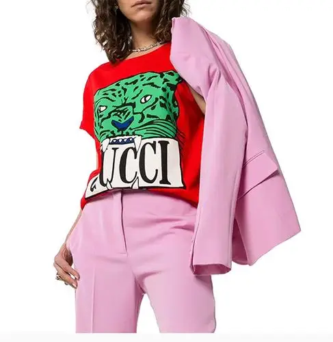 【包邮包税】gucci/古驰 女装 服饰 棉质字母logo圆领 女士短袖t恤