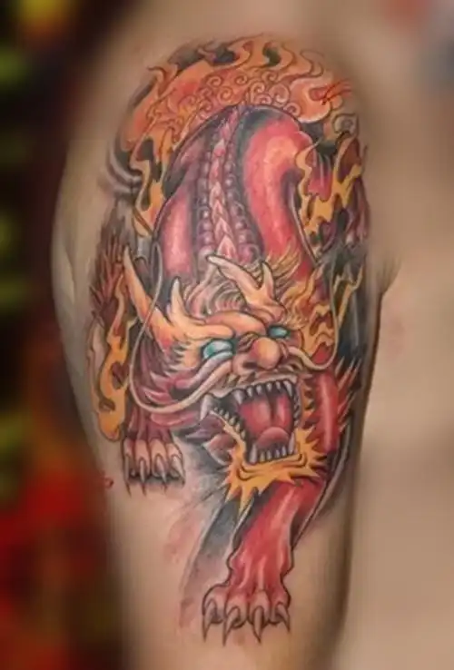 招财神兽火麒麟纹身