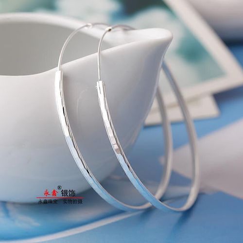 999纯银大耳环女日韩版银耳圈潮银饰细款夸张超大防过敏耳饰包邮