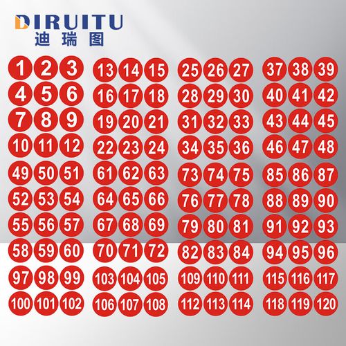迪瑞图 防水pvc号码贴 数字贴纸活动序号10cm大号贴纸 1到200