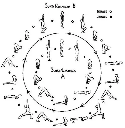 拜日式是由一组瑜伽姿势组成的动作.