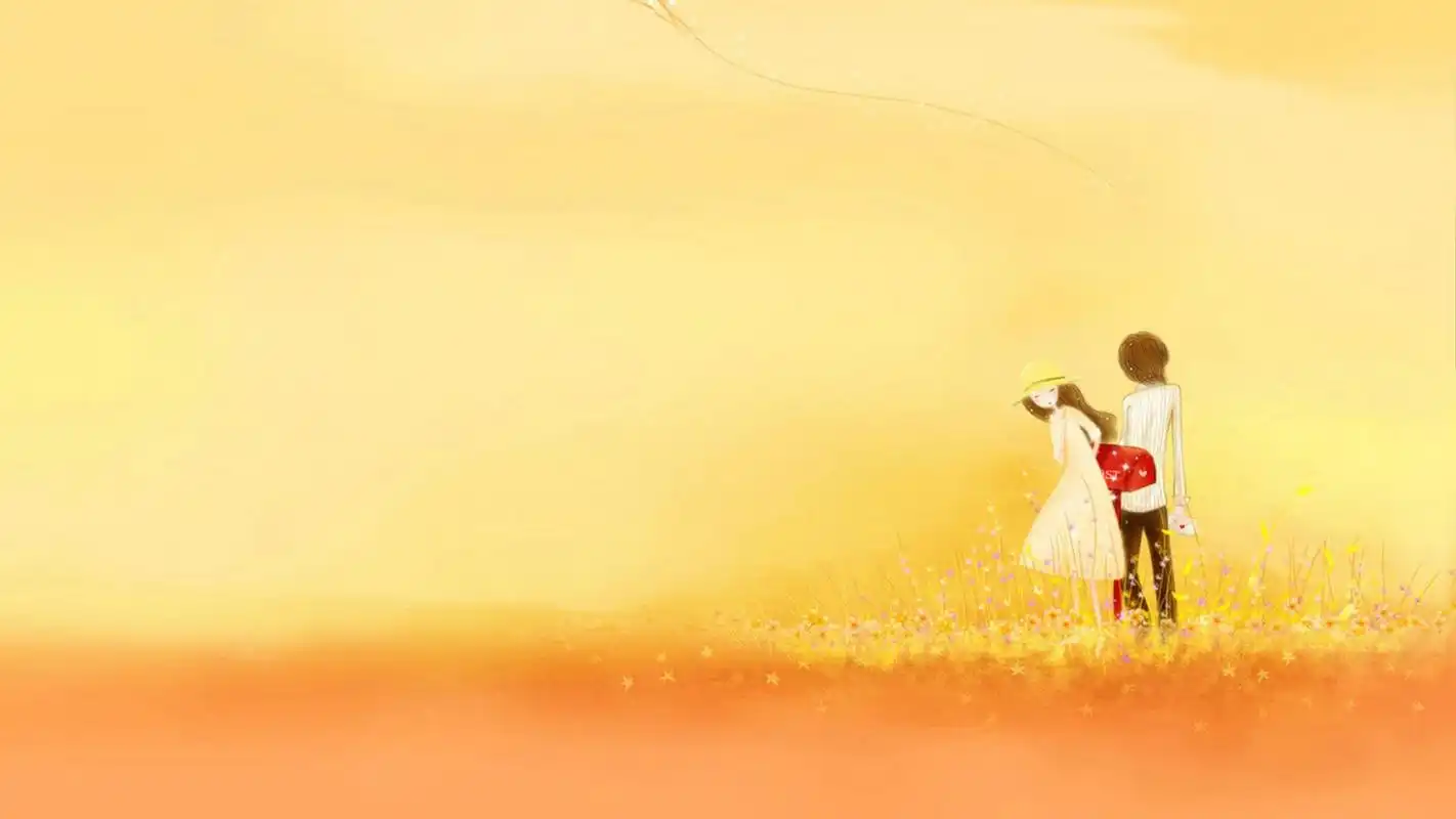 情侣可爱插画小清新电脑桌面壁纸