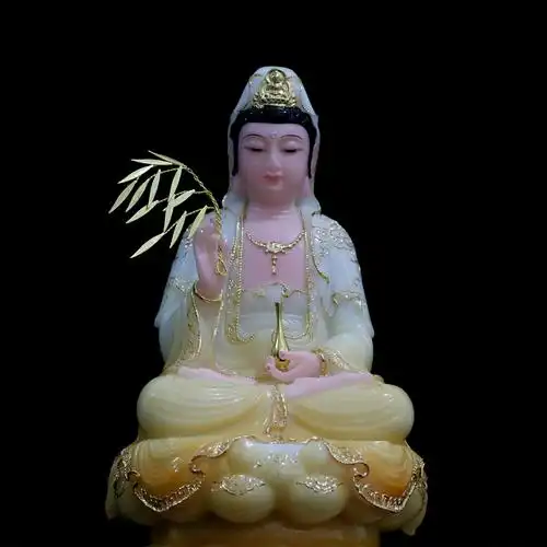 包邮汉白玉观世音菩萨像保平安南海观音佛像家用摆件