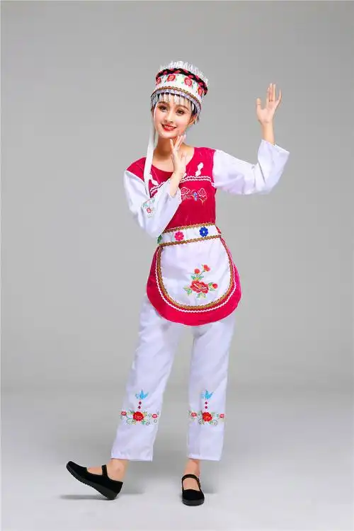 白族服装男女舞蹈服云南大理白族服饰绣花演出表演服装少数民族服x