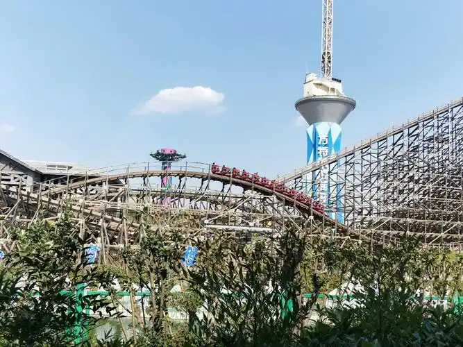 刺激的过山车,远处只看到飘起来的小辫子.