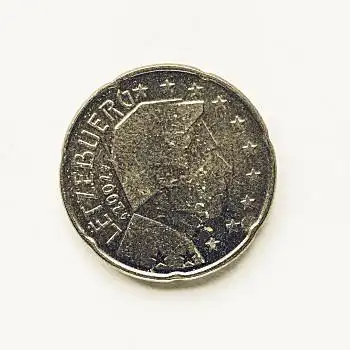 旧式,卢森堡,20分,看,货币,欧,硬币