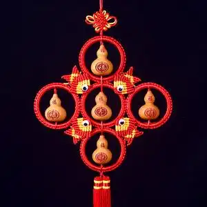 中国结天然葫芦挂件五福字乔迁新房新年喜庆家居挂饰玄关客厅礼品