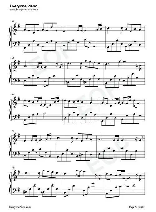 等你下课-简单好听版-周杰伦五线谱预览5-钢琴谱文件(五线谱,双手简谱