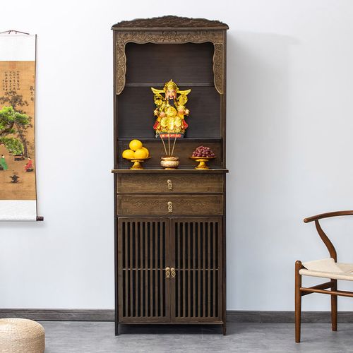 实木佛龛立柜佛柜供台供桌现代中式佛台神龛观音菩萨家用带门神台