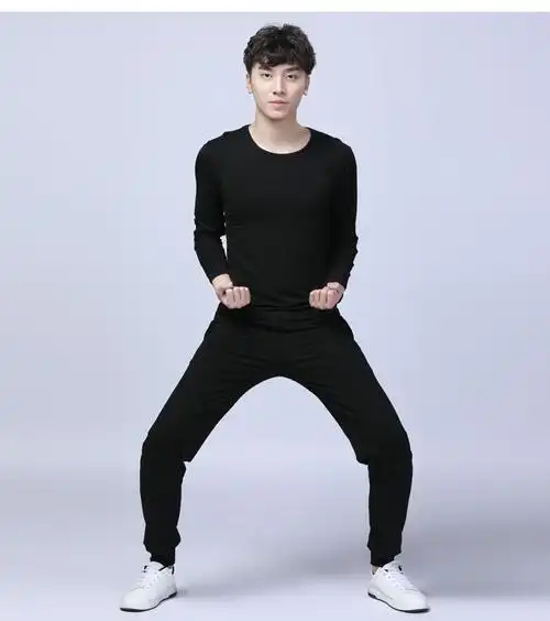 男士瑜伽舞蹈服男艺校学生练功服成人舞蹈表演服拉丁舞健美操服装男 j