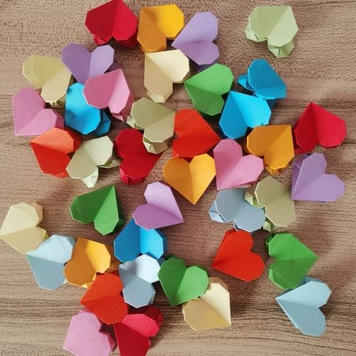 折好的 纯手工折纸爱心折纸心成品 双面立体爱心 生日毕业季礼物