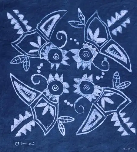 非遗艺术课程学生蜡染作品上