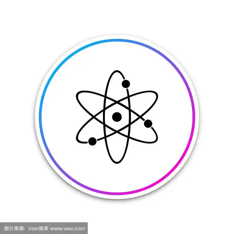 原子图标孤立在白色背景上.象征科学,教育,核物理,科学研究.