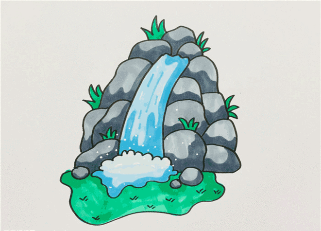 二年级简笔画瀑布视频教程