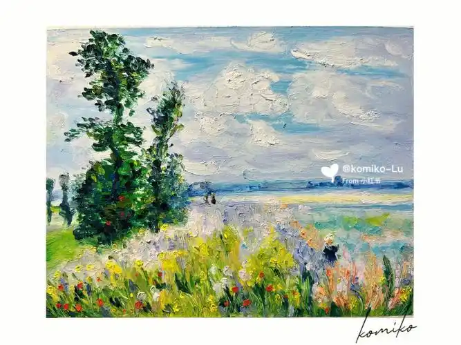 油画棒莫奈阿让特伊的田野