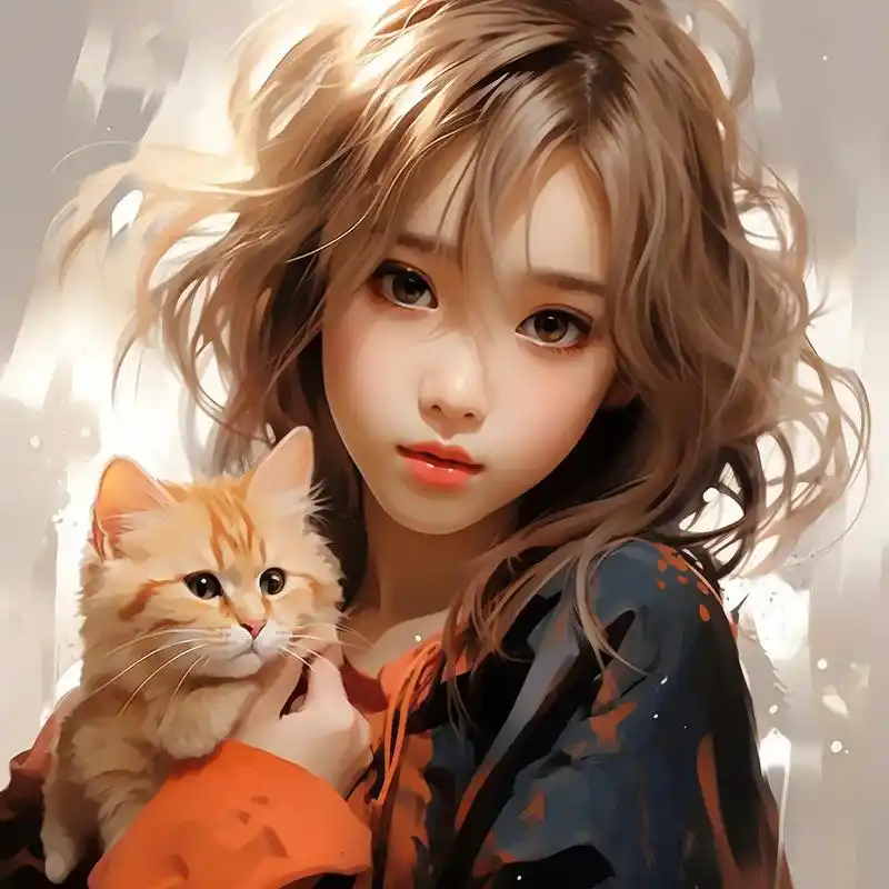 抱着猫咪的可爱女生头像#女 - 抖音