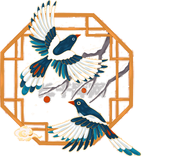 国潮中国风七夕古风喜鹊双飞