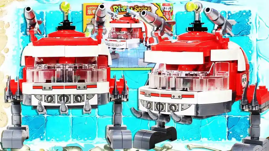 植物大战僵尸2积木 机甲橄榄球僵尸公仔 鳕鱼乐园#植物大战僵尸#玩具