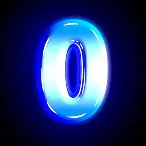 蓝色霜雪创意闪耀字体-数字0孤立在坚实的黑色背景,三维符号插图照片