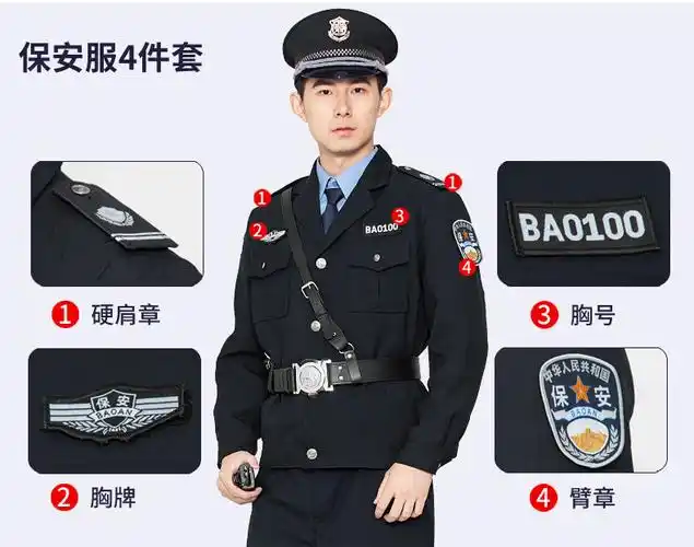 保安标志 保安服配件臂章魔术贴安保胸标牌背贴号牌肩章六件套