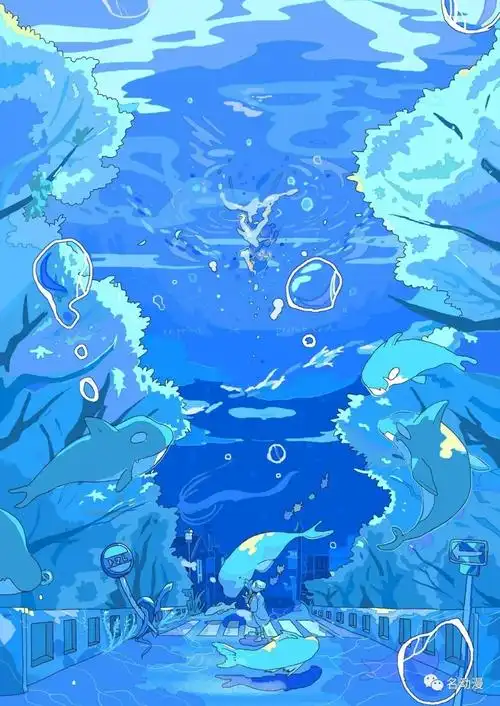 蓝色系清凉夏日风插画作品欣赏