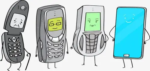 手绘卡通旧手机