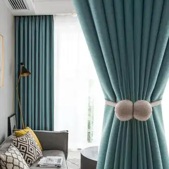 遮光窗帘北欧简约卧室客厅轻奢飘窗拼色遮阳布2020年新款现代2021蓝绿