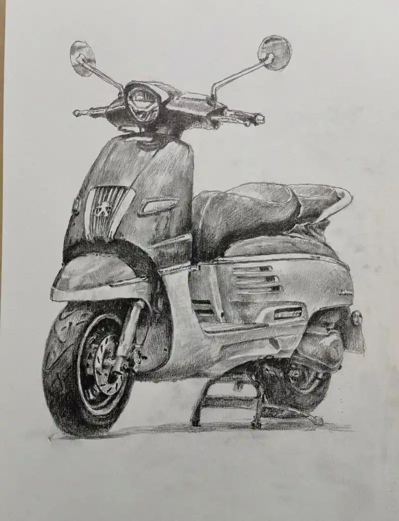 实在是没有耐心画得很细很深入,这是我画的第三个姜戈摩托了,这小车