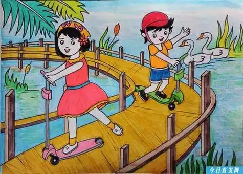 幼儿游玩彩色简笔画