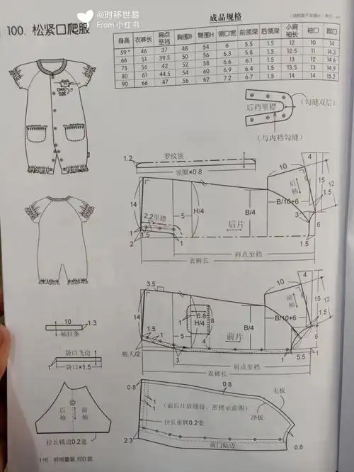 幼童连体衣爬行服制版步骤