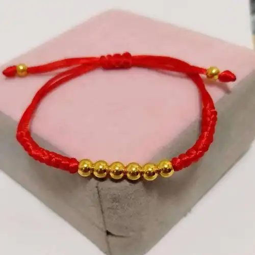 爆款仿金小金珠手编绳戒指女 时尚简洁手链女金珠豆豆女士脚链