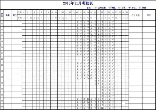 11月考勤表 和工资表11.27