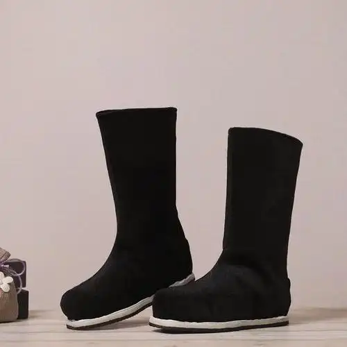 古装汉服靴子男女古代鞋子大臣书生汉服鞋魔道祖师戏曲防滑演出靴黑色