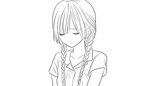 闭眼休息中的小女孩儿童亲子简笔画